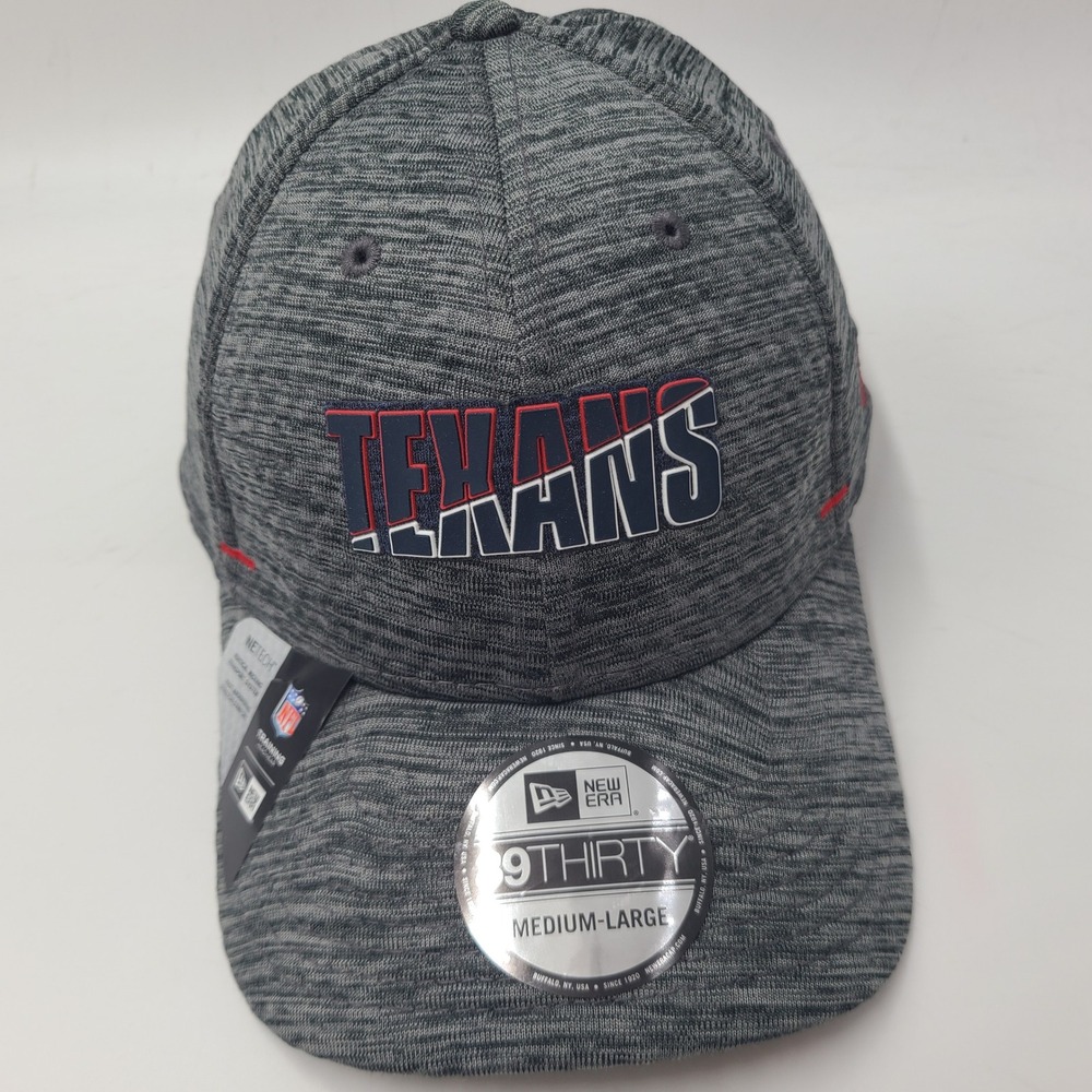 Houston Texans Hat Fitted M-L New Era 39Thirty Gray Blue Red NFL Training Men